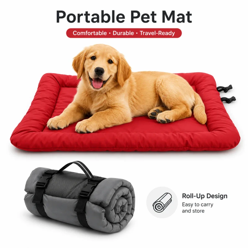 Custom-Portable-Roll-Up-Pet-Mat-Soft-Padded-Dog-Bed-Waterproof-Travel-Mat-Washable-Indoor-Outdoor-For-Dogs-Cats