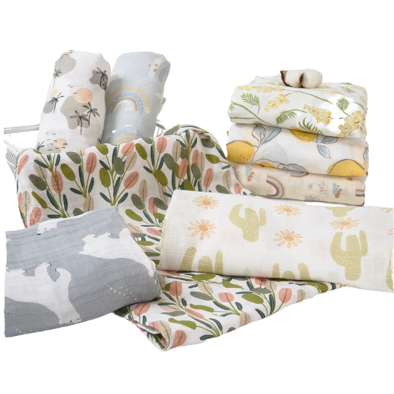 Custom-Print-Bamboo-Cotton-Comfortable-Baby-Bedding-Swaddle-Wraps-Newborn-Muslin-Baby-Receiving-Blanket-Cute-Animal-Patterns
