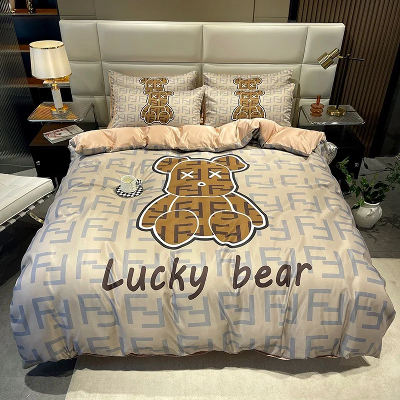 Custom-Printed-Bed-Sheet-Set-Fiber-Quilt-Set-Pillowcase-4-Sets-of-Bedding