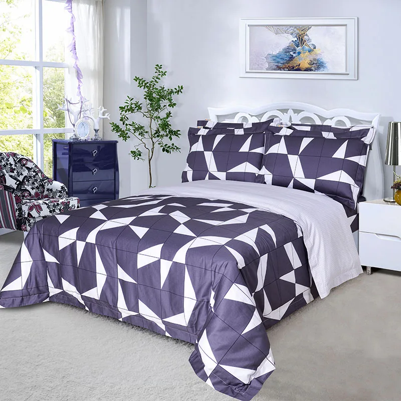Custom-Printed-Duvet-Cover-Pure-Cotton-Fancy-Bedding-Set-Geometric-Bed-Sheets-Blue