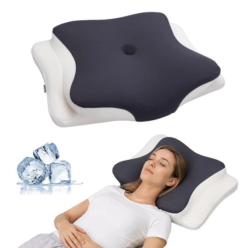 Custom-Shape-Orthopedic-Slow-Rebound-Pressure-Relief-Spinal-Alignment-Butterfly-Cooling-Side-Sleeping-Memory-Foam-Pillow