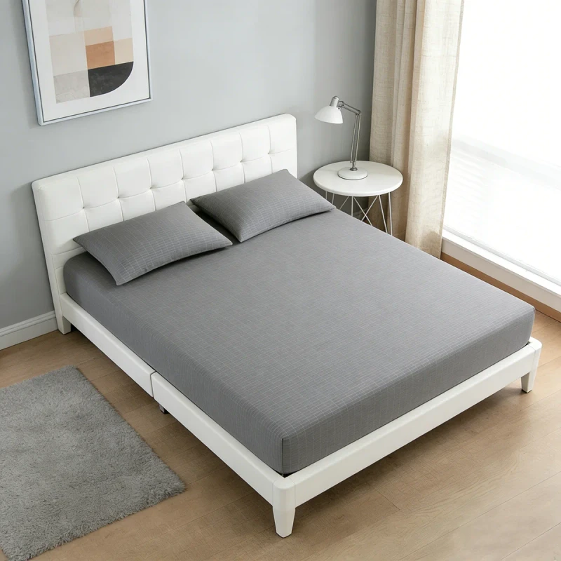 Custom-Silver-Thread-with-Organic-Cotton-Soft-Breathable-Static-Release-Grounding-Fitted-Sheet-Earthing-Bedding-Cover-Set