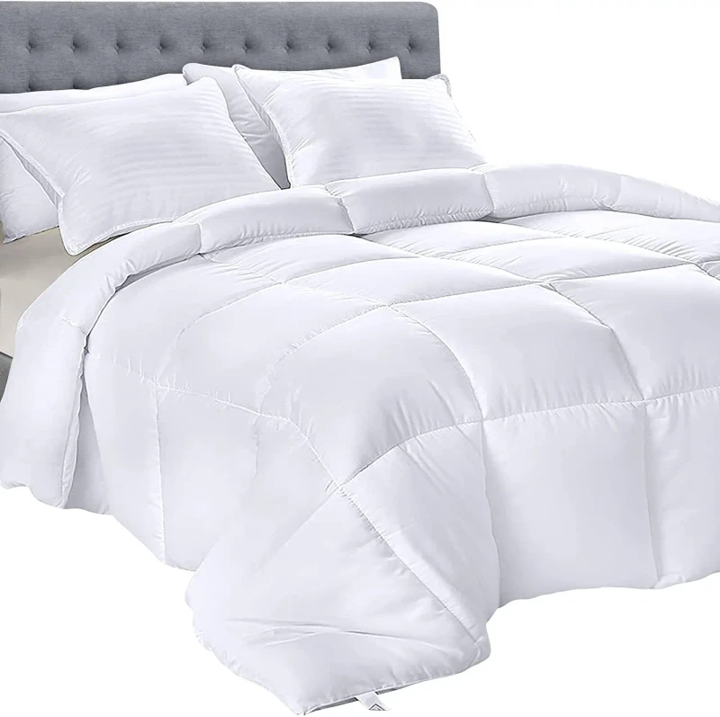 Custom-Size-Bed-Quilt-Breathable-White-Polyester-Cotton-Fabric-Quilted-with-Vacuum-Bag-for-Home-or-Hotel