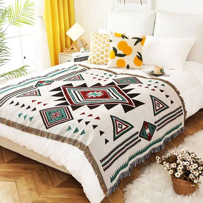 Custom-Size-Jacquard-Woven-Cotton-Raschel-Blanket-Floral-Pattern-Home-Decoration-Tapestries-Sofa-Beach-Towel-Solid-for-Home-Use
