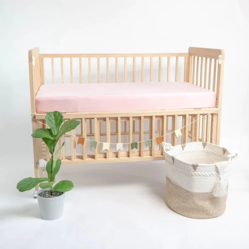 Custom-Size-Kids-Bedding-Soft-Silky-Cooling-Breathable-Eco-Friendly-95Bamboo-5-Spandex-Fitted-Crib-Sheet-Set-for-Baby-Toddler