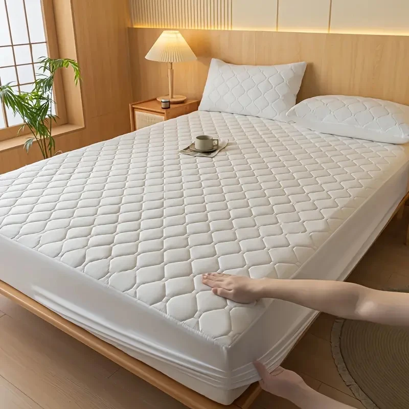 Custom-Size-Knitted-Mattress-Protector-Thickened-Waterproof-Bed-Cover-Fitted-Sheets-for-Adults-Plain-Style-Home-Use