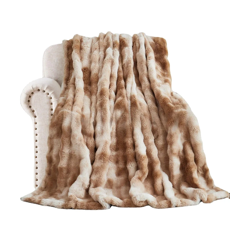 Custom-Size-Luxury-Bedding-for-Winter-Homes-Oversized-Ruched-Jacquard-Faux-Fur-Queen-Size-Throw-Sofas-Beds-Knitted-Technique