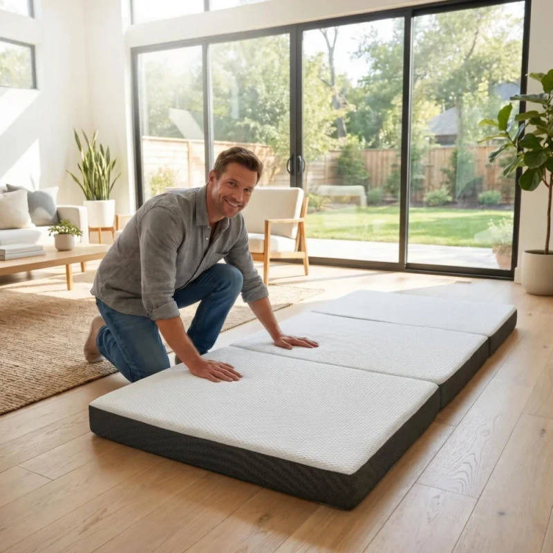 Custom-Size-Mattresses-Foldable-10cm-Tri-Folding-Memory-Foam-Mattress-with-Removable-and-Washable-Cover-and-Non-Slip-Bottom