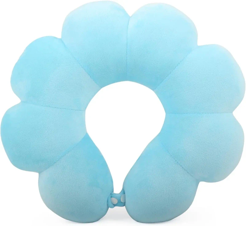 Custom-Sky-Blue-Breathable-Cotton-U-Shaped-Pillow-Flower-Travel-Neck-Pillows-for-Head-Neck-Chin-Support-Rest