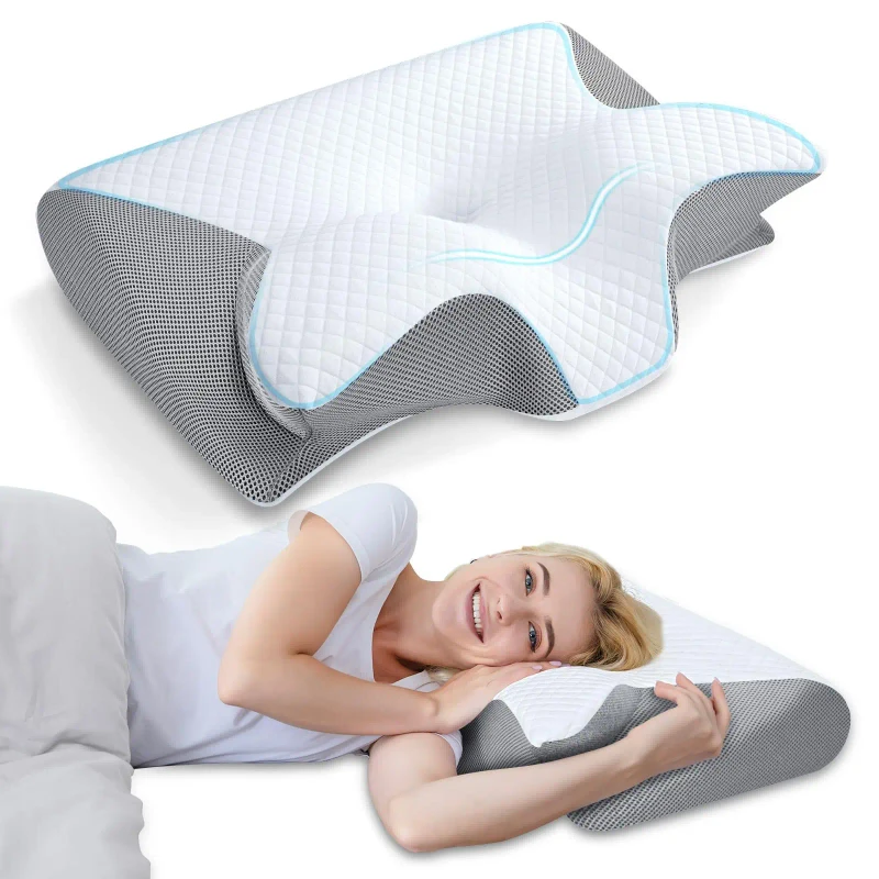 Custom-Sleeping-Orthopedic-Ergonomic-Butterfly-Shaped-Neck-Pillow-Memory-Foam-Viscoelastic-Cervical-Headrest-Pillow