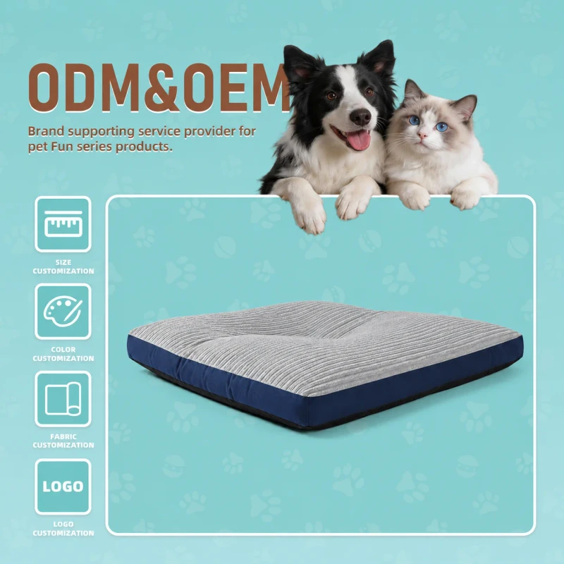 Custom-Soft-Bolster-Dog-Bed-PP-Cotton-Filled-Linen-Fabric-Pet-Sofa-Bed-With-Removable-Cover-for-OEM-Pet-Brands