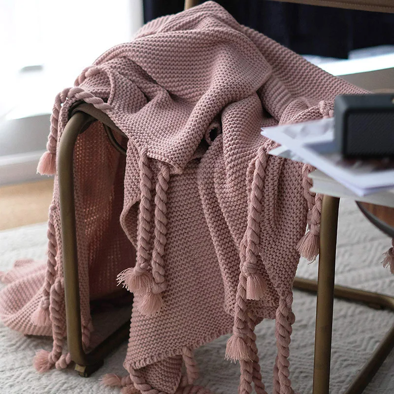 Custom-Soft-Thickened-Acrylic-Woven-Tassels-Throw-Blanket
