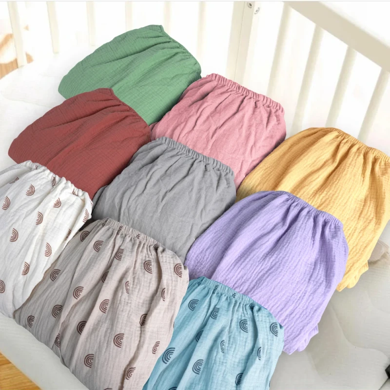 Custom-Solid-Color-Muslin-Fitted-Crib-Sheets-for-Kids-Bedding-Newborn-Bed-Sheet-Fitted-Organic-Cotton-Muslin-Baby-Crib-Sheets