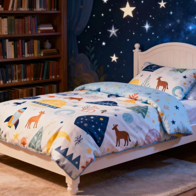 Custom-Standard-Peach-Skin-85-125gsm-Polyester-6-Piece-Disperse-Printing-Bedding-Sets-for-Children