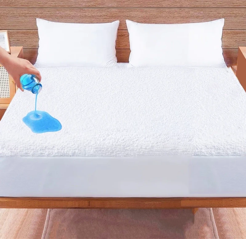 Custom-Washable-Noiseless-Anti-Slip-Cotton-Terry-Towel-Water-Proof-Waterproof-Bed-Mattress-Cover-Protector