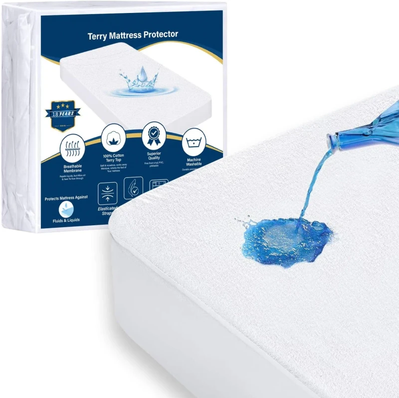 Custom-Water-Proof-Protector-De-Colchon-Cotton-Terry-Towel-Waterproof-Mattress-Protector