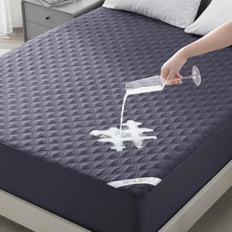 Custom-Waterproof-Microfiber-Mattress-Cover-Protector-Ultrasonic-Quilted-Bed-Bug-Proof-Bed-Fitted-Sheet-Navy-Blue
