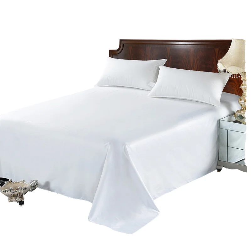 Custom-White-Cotton-200TC-Washable-All-Season-Bed-Sheets-Hotel-Bedding-Set-Flat-Sheet-Type