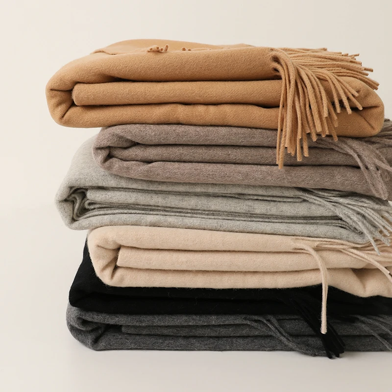 Custom-Wool-Oversize-Blanket-Luxury-Soft-Woven-Bed-Thermal-Chunky-Pure-Wool-Throw-Solid-Color