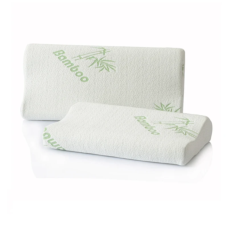 Custom-Zero-Pressure-Ergonomic-Bamboo-Fiber-Neck-Pillow-Wave-Shaped-Rectangle-Memory-Foam-For-Sleep-Comfort-And-Massage