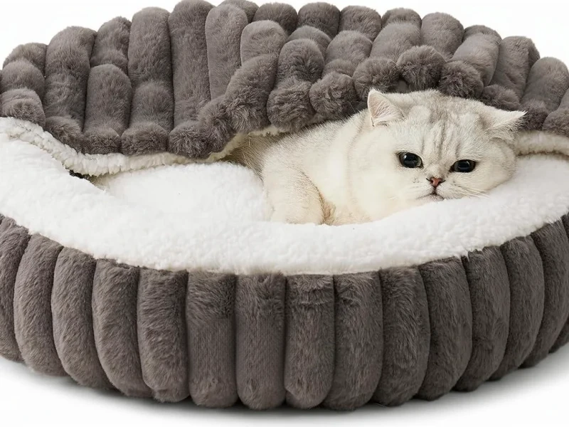 Customizable-Comfortable-Cat-Dog-Cave-Bed-with-Anti-slip-Bottom-Round-Donut-Plush-Warm-Bed-Nest-with-Cover-for-Cats-Dogs
