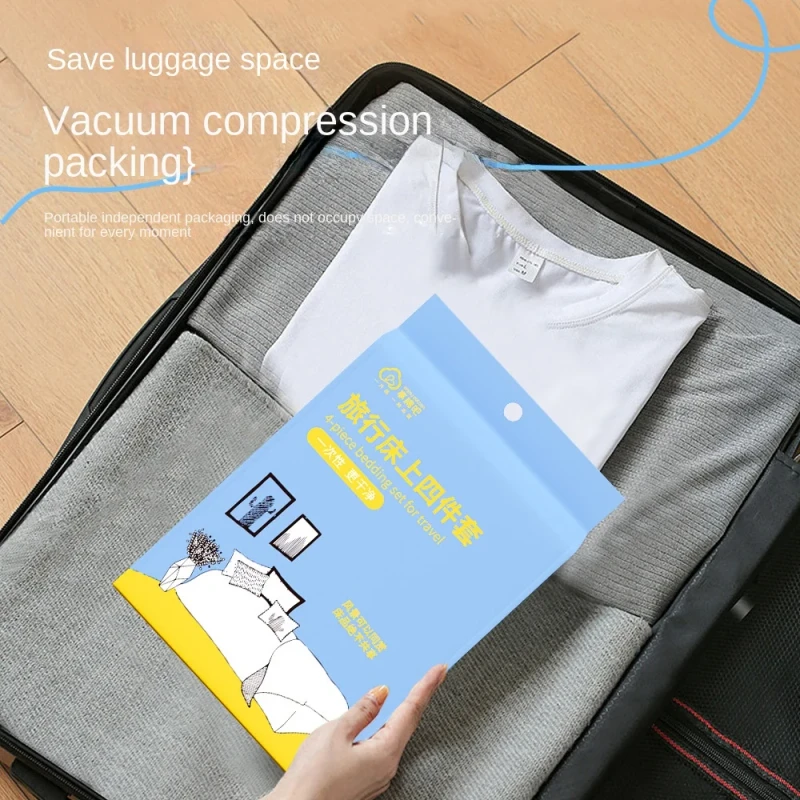 Customizable-Disposable-Four-Piece-Set-Pillowcase-Travel-Pillowcase-Thickened-Dirt-Proof-Adults-Double-Hotel-Bed