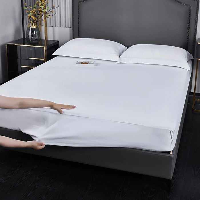 Customizable-Hotel-Flat-Sheet-White-Polyester-with-Brushed-Finish-Plain-Style