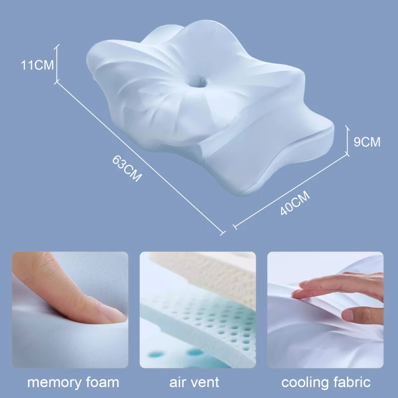 Customizable-Memory-Foam-Filled-Neck-Pillow-Folded-Design-Anti-Snore-Anti-Bacteria-1200G-Weight-100-Polyester-Modern-Plant-Deep