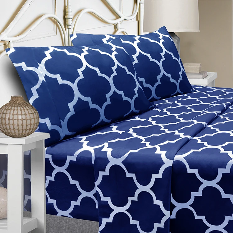 Customizable-Microfiber-Bed-Sheet-Set-Full-Printed-Flat-Sheet-with-Double-Quilt-Polyester-Filled-Badsheets-for-Home-Hotel-Use