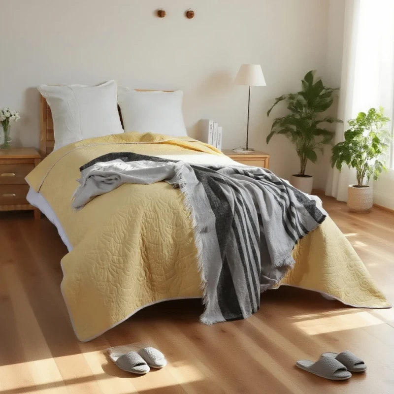 Customizable-Modern-Cotton-Bedspread-with-Ruffle-Trimmed-Lace-Quilted-Bedsheet-Coverlet-Design-for-Home-Use