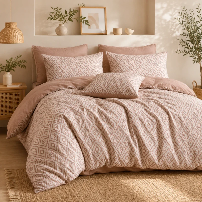 Customizable-Printed-Bedding-Set-with-OEM-ODM-Service-Warm-Tone-Geometric-Duvet-Cover-Set