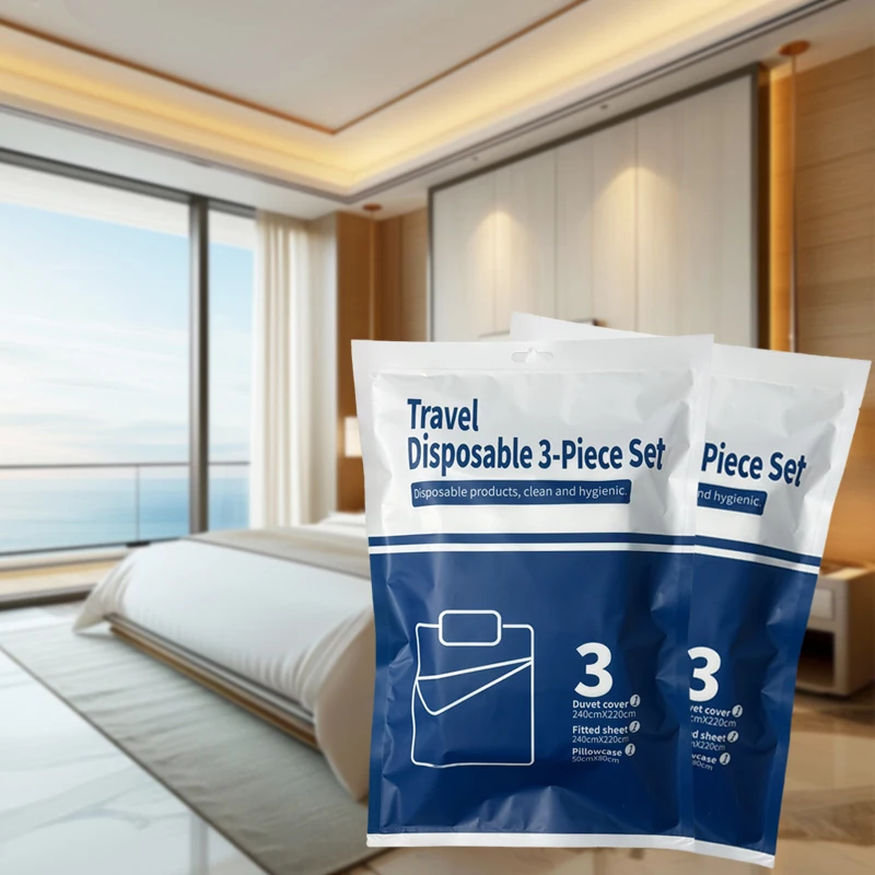 Customizable-Travel-Disposable-Three-Piece-Bed-Set-Disposable-Bedding-Pack-Travel-Sized-Disposable-Bed-Set