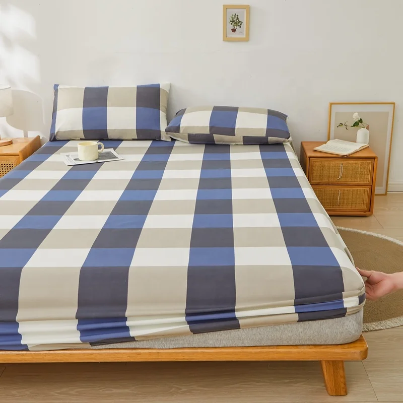 Customization-Logo-3-Piece-Fitted-Sheet-Set-Queen-Size-Polyester-400TC-Printed-Color-Washable-All-Season-Home-Bed-Cover