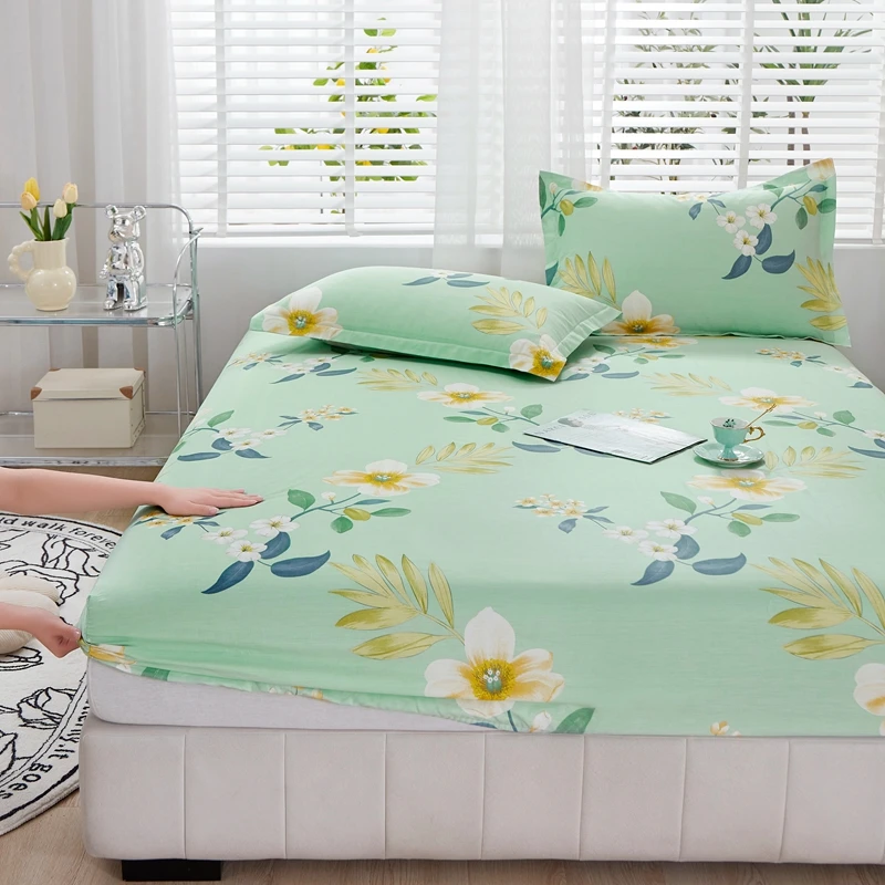 Customization-logo-Fitted-Sheet-Solid-Color-Bed-Cover-3-Pieces-Fitted-Flat-Sheet-Queen-Size