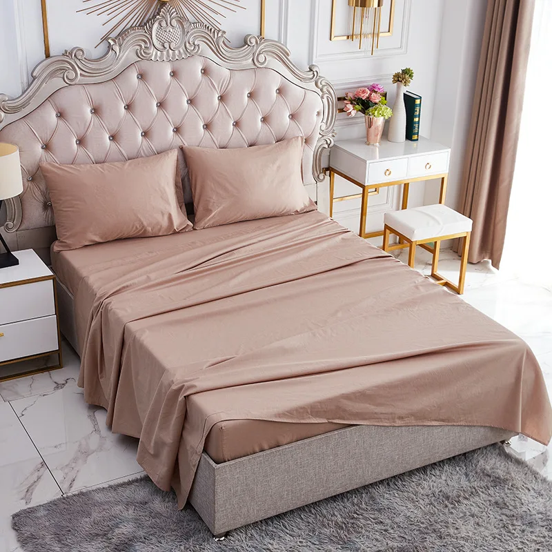 Customized-100-Cotton-Solid-Color-Pure-Cotton-Four-Piece-Set-Bed-Sheet-Bedsheet-Pillowcase-Duvet-Cover-Bedding-Set