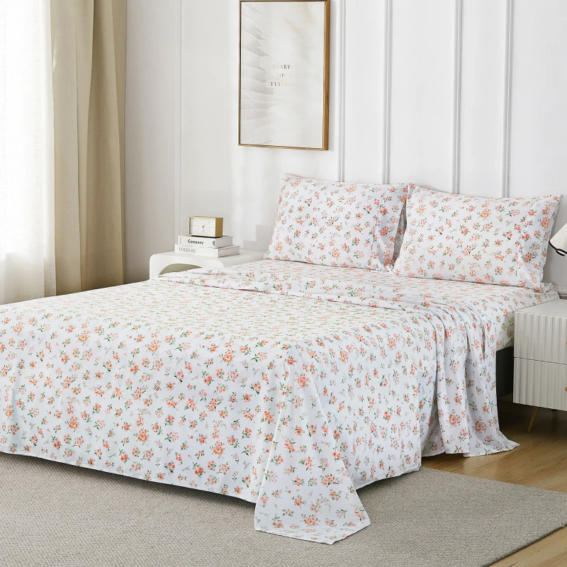 Customized-4-Piece-Microfiber-Bedding-Set-Fitted-Sheet-Flat-Sheet-Pillowcases-Modern-Floral-Printed-100-Polyester