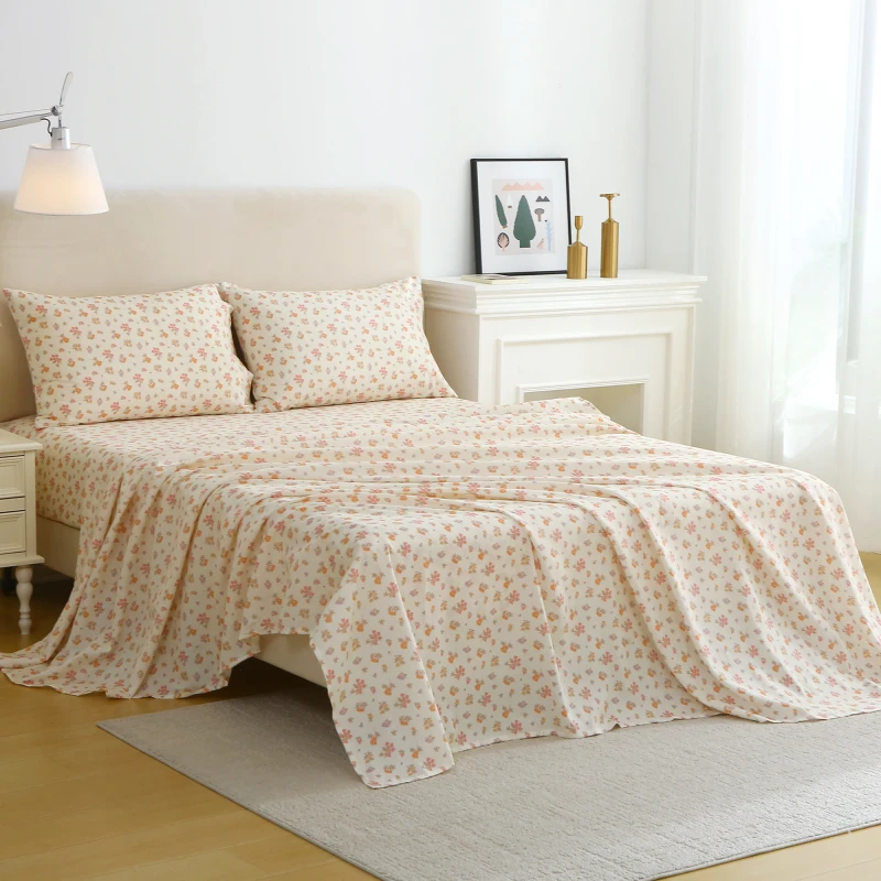 Customized-4-Piece-Microfiber-Bedding-Set-Fitted-Sheet-Flat-Sheet-Pillowcases-Modern-Floral-Printed