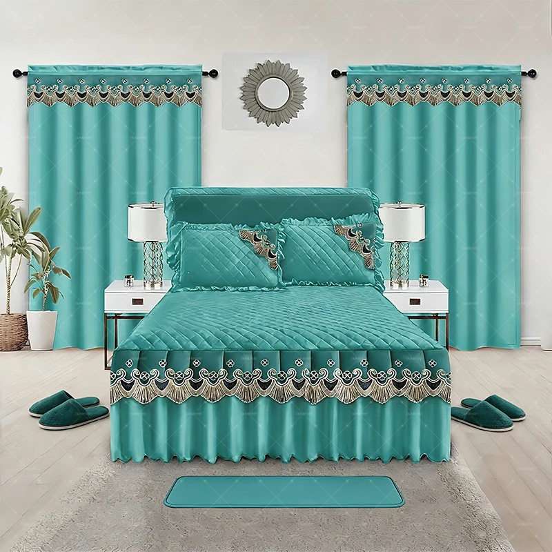 Customized-Bed-Skirt-Sheet-Match-with-Curtains-Bed-Skirt-10PCS-King-Size-Bedding-Set-Cotton-Touch-Bedding-Sets