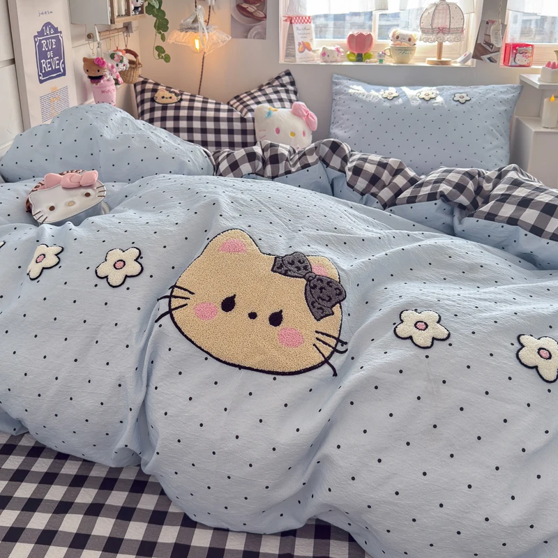 Customized-Modern-Style-Simple-Bedding-Stylish-Applique-Embroidery-Washable-Comfortable-Lightweight-Four-Piece-Set-4pcs