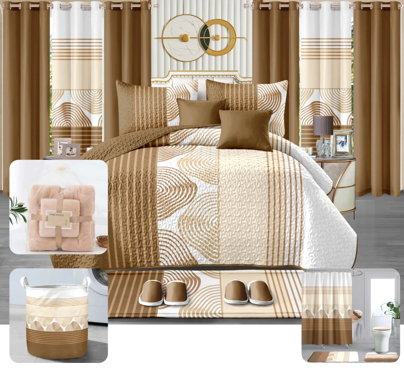 Customized-Red-24-Pieces-Home-Textiles-Polyester-Quilted-Bedcover-Printed-Bedspread-Set