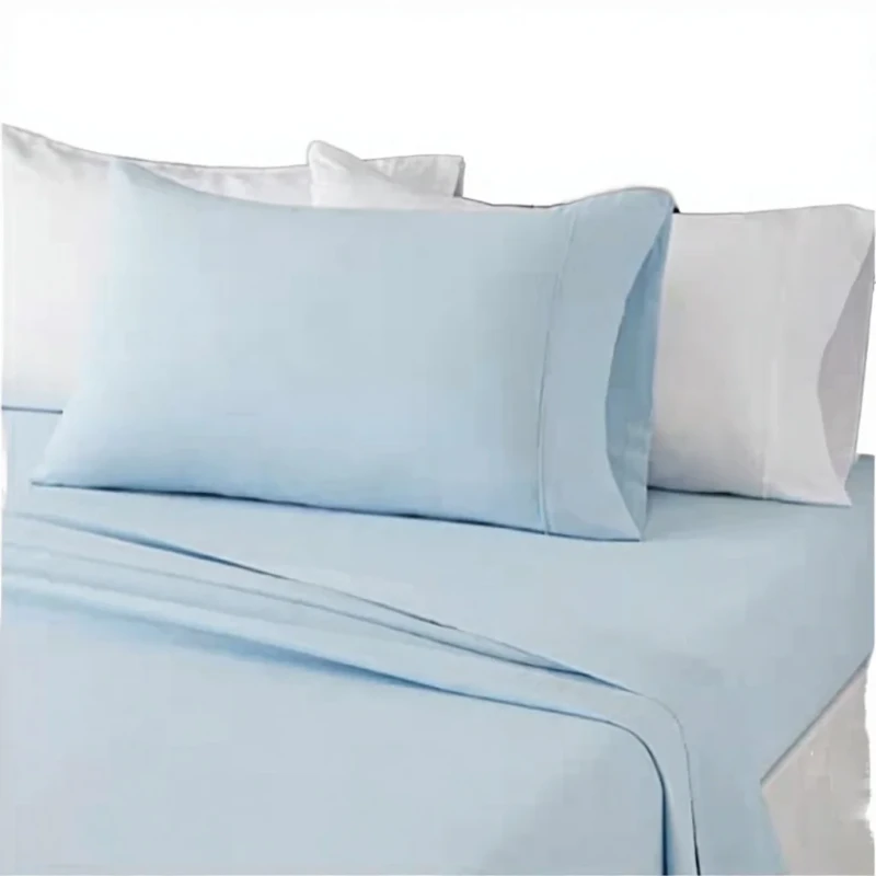Customized-Woven-Modern-Double-sized-Pure-color-100-Cotton-Bed-Sheets-Pillowcases-Set-Large-Extra-large