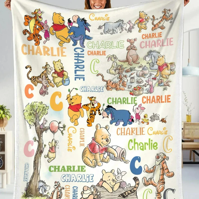 Cute-Cartoon-Bear-Raschel-Blanket-Custom-Logo-Design-Throw-Home-Travel