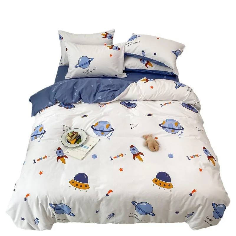 Cute-Cartoon-Print-100-Cotton-Bedding-Set-Soft-and-Breathable-All-cotton-Duvet-Cover-Set