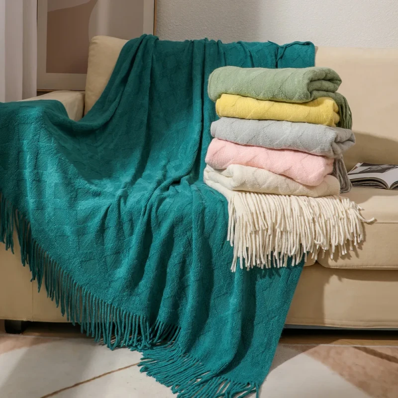 DaiRui-Solid-Decorative-Throw-Blanket-Lightweight-Knitted-Blanket-for-Bed-and-Sofa