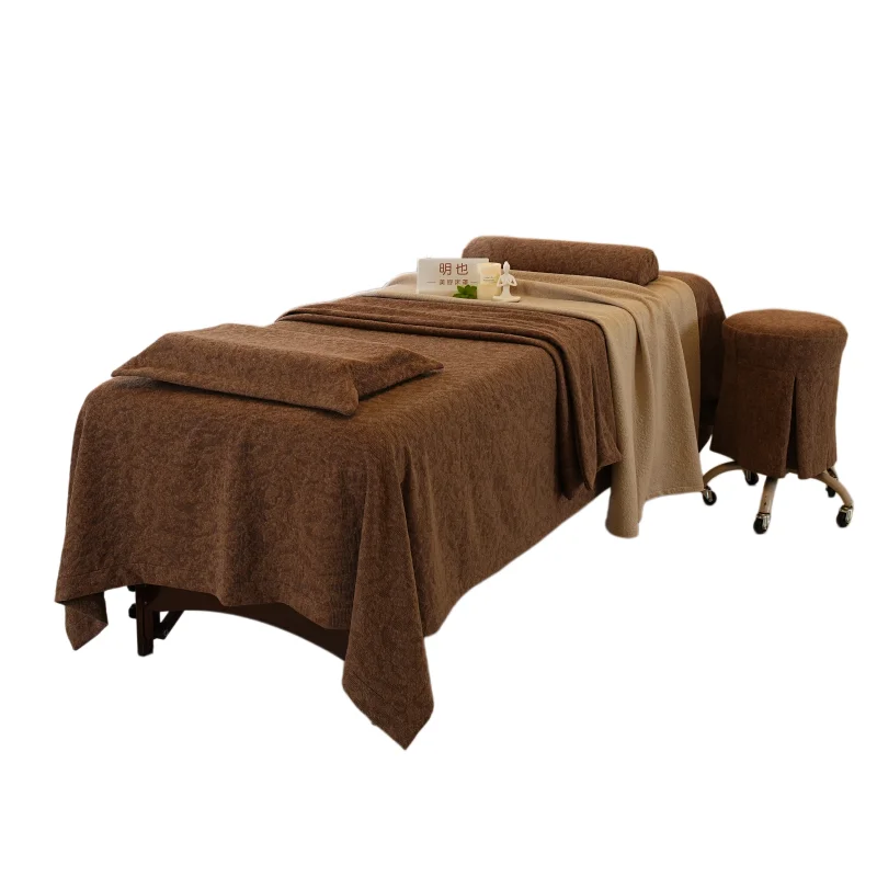 Dark-Brown-Skin-Friendly-4pcs-Set-Beauty-Salon-SPA-Bed-Full-Cover-Massage-Table-Bed-Sheet-Skirt-Set