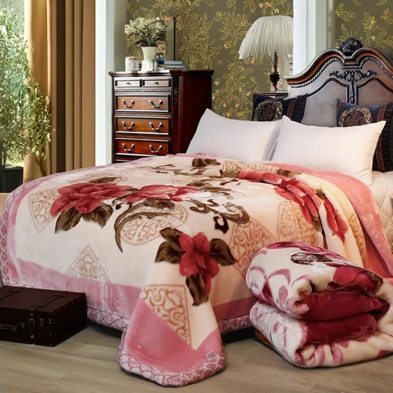 Decorative-Blanket-with-logo-Aztec-Floral-Print-4-8kg-Chunky-Heavy-Korean-Mink-Velvet-Raschel-Blanket-for-Winter
