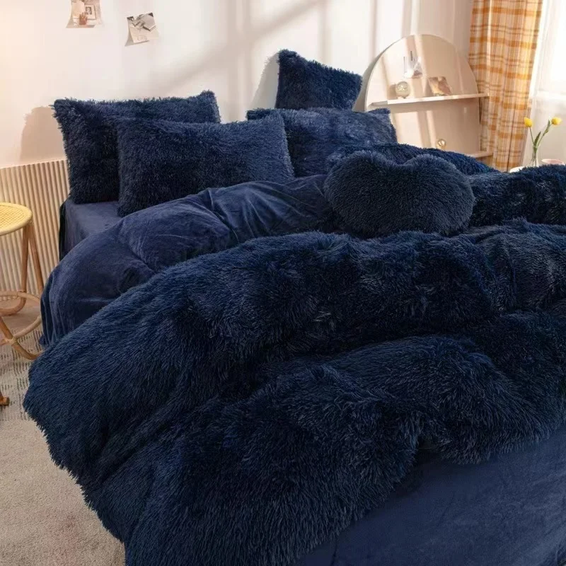 Designer-Coral-Velvet-100-Polyester-Bed-Sheet-Comforter-Set-Luxury-4-Piece-Thick-Protective-Warm-Winter-Wedding-Home