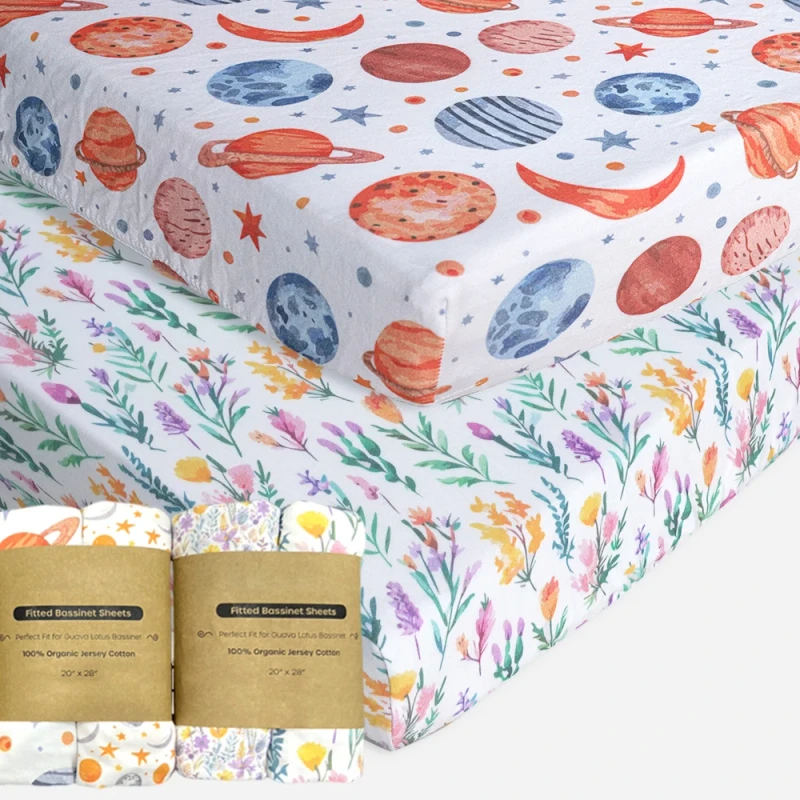 Digital-Print-Baby-Newborn-Crib-Bed-Sheet-Set-Organic-Fitted-Mini-Cotton-2-Pack-Crib-Fitted-Baby-Sheets-for-Crib-Set