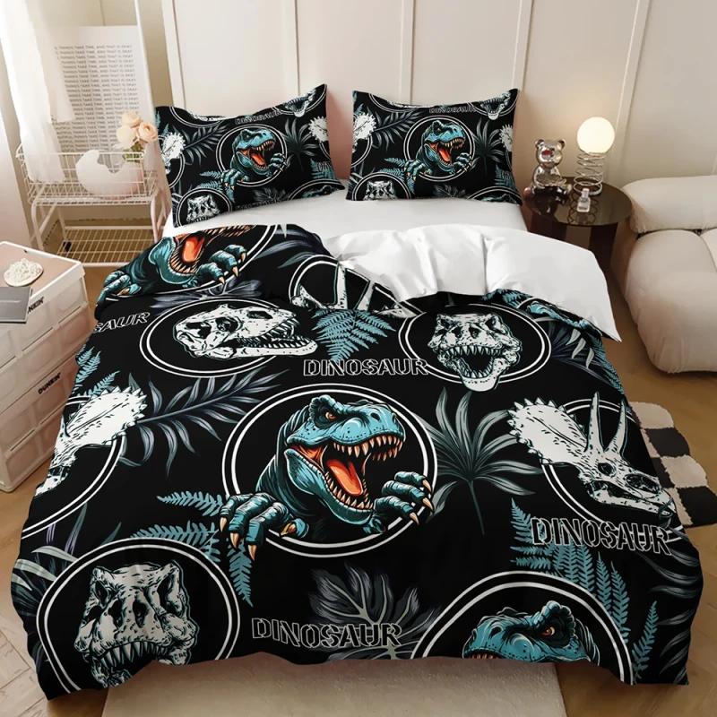 Dinosaur-Jurassic-3D-Digital-Print-Polyester-Fabric-Boys-Teen-Bedroom-Bedding-Set-Duvet-Cover-Set