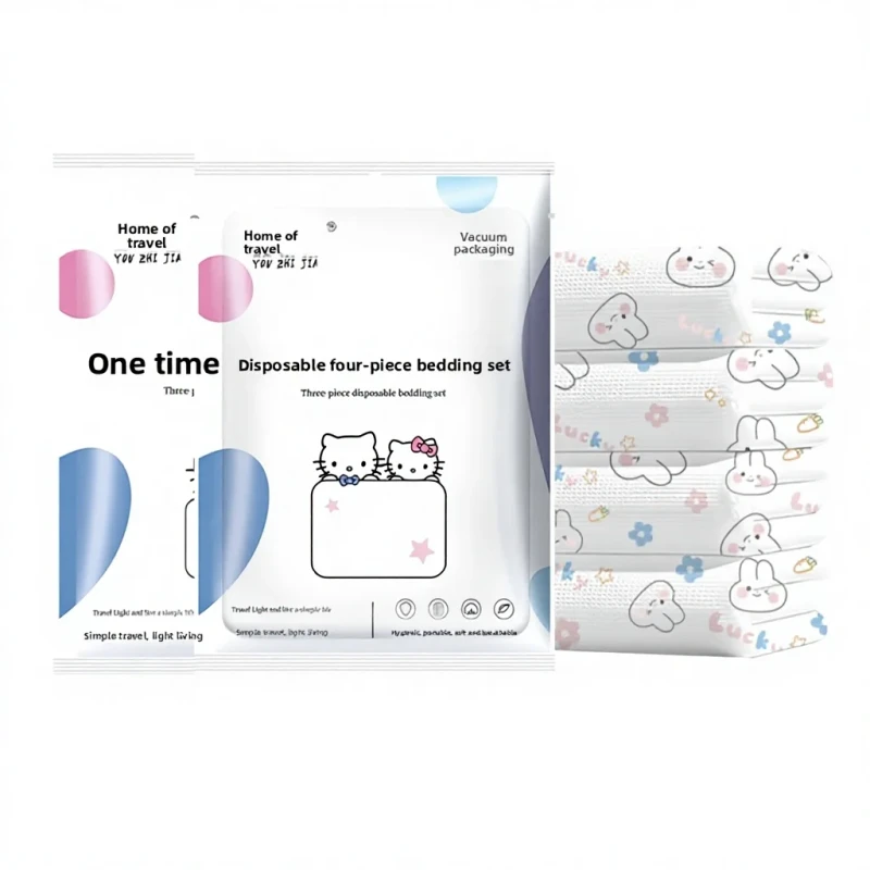 Disposable-Bed-Sheet-Duvet-Cover-Three-or-Four-Piece-Set-Thickened-Cotton-Like-Hotel-Guesthouse-Train-Sleeper-Beauty-Salon
